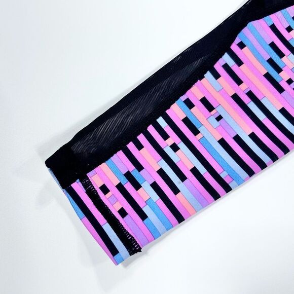 Iviva long stretch sheer panel with pink accent leggings 12 - Picture 5 of 12